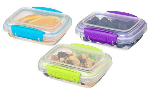 Sistema KLIP IT Accents Collection Food Storage Containers, 6.7 oz./0.2 L, Color Received May Vary, 3 Count - size: 6.7oz, style: Set of 3