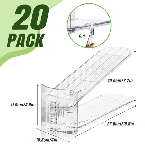 Clear Shoe Slot Organizer, 20 Pack Adjustable Shoe Slots Organizer for Closet Clear Shoe Stackers Shoe Rack Holder Shoe Space Savers for A Pair of Shoes(Transparent) - color: Transparent, size: 20 PACK