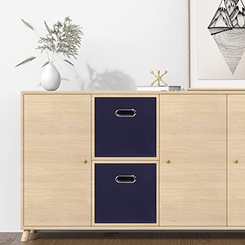 STOREONE Fabric Storage Bins Cubes Baskets Containers-(11X11X11) with Dual Handles for Shelf Closet, Nursery Home ， Bedroom Organizers, Foldable Set of 3 (Navy Blue) - color: Navy Blue, size: 3 pack
