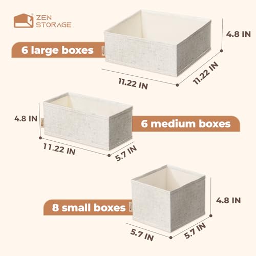Cotton Linen Drawer Organizers for Baby Clothes, 20Pack Multi-Size Nursery Dresser Dividers for Clothes, Premium Foldable Storage Bins for Bedroom, Closet and Diaper Table, Beige - size: Linen 20 Pack