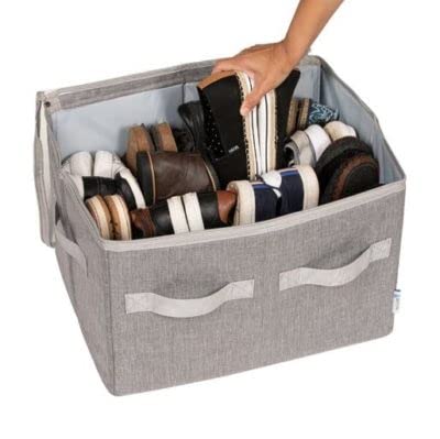 Moteph Shoe Organizer Closet Storage Solution with Clear Cover & Adjustable Dividers for Shoes, Handbags, Blankets, Linen, Clothing (Grey, Small - 12 Pairs) - color: Grey, size: Small - 12 Pairs