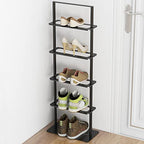 Metal Shoe Stand, 5 Tier Vertical Shoe Rack, Narrow Shoe Rack for Small Space Saving Shoe Tower Sturdy, Free Standing Shoe Racks for Entryway, Matte Black Shoe Organizer for Closet