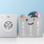 94L Foldable Laundry Basket with Handle Divided Laundry Hamper 3 Sections for Dirty Clothes 3 Compartment Collapsible Sorted Bag for School Dorm Bedroom Bathroom Closet Apartment (Light gray)