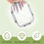 HOMBERKING 8 Pack Glass Food Storage Containers with Lids, Meal Prep Containers, Airtight Bento Boxes with Leak Proof Locking for Microwave, Oven, Freezer and Dishwasher, BPA Free, 5-35oz - color: Grey