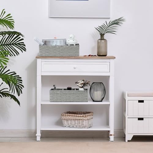 Bidtakay Narrow Wicker Bins for Organizing 2-Pack Decorative Baskets for Washroom Waterproof Imitation Small Wicker Storage Baskets for Shlef Closet Bedroom Entryway Office Desk Light Grey - color: Light Grey
