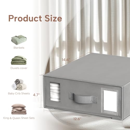 Criusia Bed Sheet Organizers and Storage, 6 Pack Foldable Linen Closet Organizer Box – Bedding Holder for Sheet Set (King/Queen Sizes), Duvet Covers, Blankets (Grey) - color: Grey, size: 6PACK