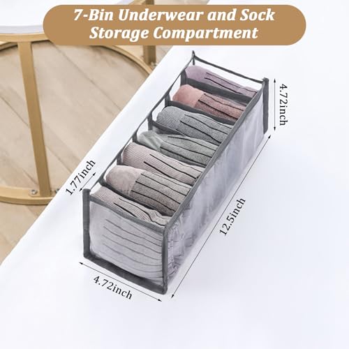2 Pack Sock Underwear Organizer Dividers, 14 Cell Drawer Fabric Foldable Cabinet Closet Storage Boxes for Ties(Grizzly) - color: Grey, size: 14 Cell