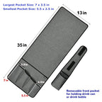 Sofa Armrest Organizer Couch Remote Holder, Sofa Caddy Bedside Organizer Recliner Armchair Accessory for iPad Tablet Phone Magazines in Home Bedroom Office Hotel, 5 Pockets with Font Side Drink Holder
