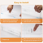 4 Pack Drawer Dividers for Clothes, 4" High 10.6"-16.9" Drawer Divider Adjustable Expandable Dresser Drawer Organizer, Clear Dresser Separators for Clothes, Underwear, Baby Clothes,Cosmetic,Toiletries - size: 4 Pack