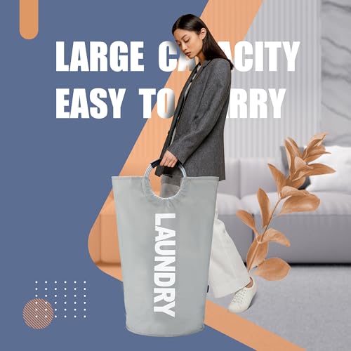 Caroeas 90L Laundry Basket (13 Colors), Waterproof Laundry Hamper, Laundry Bag with Padded Handles, Clothes Hamper, Collapsible Laundry Basket Easy Storage - color: Light Grey, size: 90L