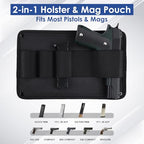 Gun Safe Door Organizer with Strong Adhesive Hook &Loop and Magnet Tape Two Way Mount, Elastic Gun Safe Pistol &Mag Holder for Most Pistols, for Indoor Storage - size: 2 Pack, style: 2 Pouch 1 Elastic Holster