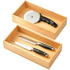 Umilife Bamboo Kitchen Utensils Organizer, Extra High Silverware Drawer Holder, Flatware Cutlery Storage Box, Multi-Use Drawer Divider in Office, Bathroom, Pantry - 12"x6"x2.5" (Set of 2) - size: 12 x 6 x 2.5" (Standard, Set of 2)