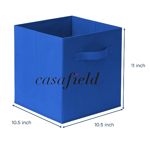 Casafield Set of 6 Collapsible Fabric Cube Storage Bins, Royal Blue - 11" Foldable Cloth Baskets for Shelves, Cubby Organizers & More - color: Royal Blue, size: 10.5" x 10.5" x 11"