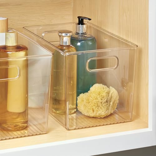 iDesign Storage Bins with Handles - Organizer Bins for Kitchen, Pantry, Bathroom, or Home Office - Set of 2 - Clear - style: Pack of 2