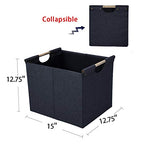 HOONEX Large Collapsible Storage Bins, Linen Fabric, 2 Pack, Storage Baskets with Wooden Carry Handles and Sturdy Heavy Cardboard, for Home, Office, Car, Nursery, Dark Grey - color: Dark Grey