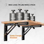 Ravinte 2 Pack 12 Inch Folding Shelf Brackets – Matte Black, Heavy Duty Collapsible Brackets for Tables and Benches – Space-Saving Design - size: 12 Inch