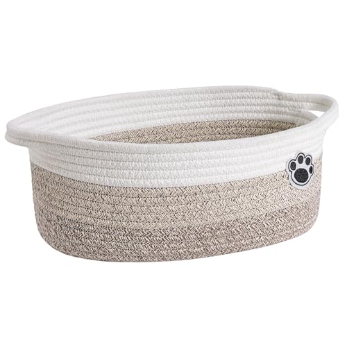 Dog Toy Basket Small Gift Basket for Baby, 12"x 8" x 5" inches Woven Storage Baskets for Dog Cat, Nursery Storage Baskets for Diapers, Towels, Mixed-Brown - color: Brown, size: 12"L x 8"W x 5"H