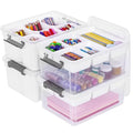 Citylife 17 QT Plastic Storage Box with Removable Tray and 6 Detachable Tall Inserts Craft Organizers and Storage Clear Storage Container for Organizing Crayon, Craft, Sewing, Playdoh, 4 Packs - size: 17 Qt- 4 Pack- W