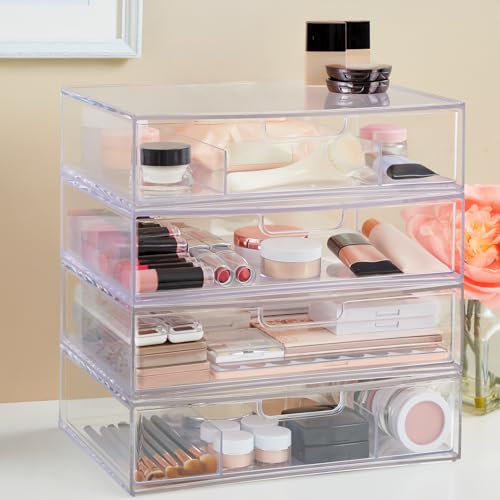STORi STAX Plastic Stackable Organizer Drawers (Set of 2) Clear | 12.5" Wide | Set Includes One Open Drawer & One Divided Drawer | Organize Office Desk Accessories & Sort Paper | Made in USA - color: Clear, size: Open/Divided 2pk