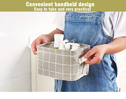 AARAINBOW 3 Packs Storage Basket Bins Canvas Mini Storage Cubes Storage Basket for Makeup, Toys Liners, Books Storage Baskets with Handles for Shelves & Desks(3 Gray) - color: 3 Gray