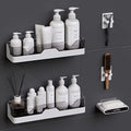 2-Pack Shower Caddy, Adhesive Shower Shelves with Soap Holder and 2 Razor hooks, No Drilling Shower Racks, Used for Bathroom and Kitchen - color: 2pcs Grey+Soap Holder