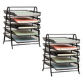 Mind Reader 5-Tier Paper Tray, Desktop Organizer, File Storage, Office, Metal Mesh, 11.75"L x 14"W x 15"H, Set of 2, Black - style: 5-Tier