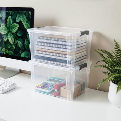 Citylife 7.8 QT 6 Pack Small Storage Bins Plastic Storage Container Stackable Box with Lids for Organizing, Clear White - color: Clear White, size: 7.8 QT(6 Pack)