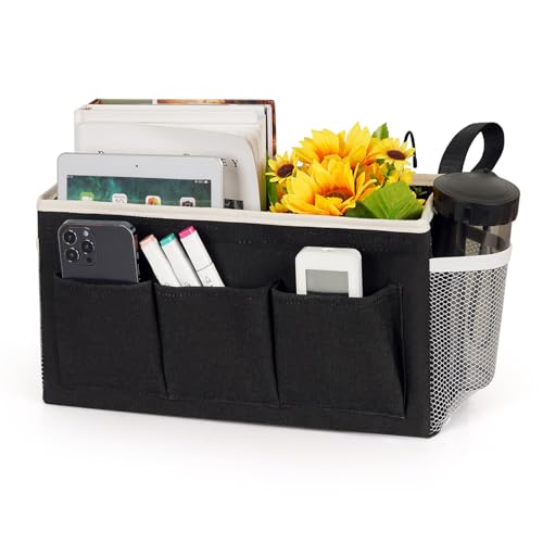 Bedside Storage Caddy/Bedside Hanging Storage Bag for Headboards Bunk Beds Dorm Rooms Book Phone Magazine Holder (New Black) - color: New Black