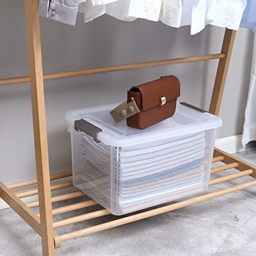 Citylife 6 Packs 32 QT Plastic Storage Bins with Lids Large Stackable Storage Containers for Organizing Clear Storage Box for Garage, Closet, Kitchen - size: 32 Qt - 6 Packs