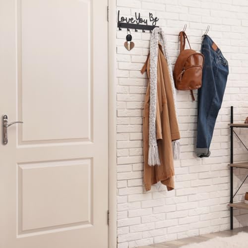 Key Holder Wall Mount Love You Bye Key Holder Hook Rack Organizer Hanger with 6 Hooks for Wall Express Love Art Sign Decor for Entryway Front Door(Hook Style,10 x 4) - size: 10 x 4", style: Hook Style