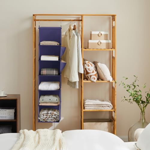 YOUDENOVA Hanging Closet Organizer, 6-Shelf Closet Hanging Storage Shelves, Purple - color: Purple