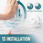 TAILI Shower Caddy Suction Cup with Hooks & Soap Holder, Heavy Duty Bathroom Shower Organizer, No Drilling Shelves for Inside Bathroom, Metal Storage Basket - style: 1 × White