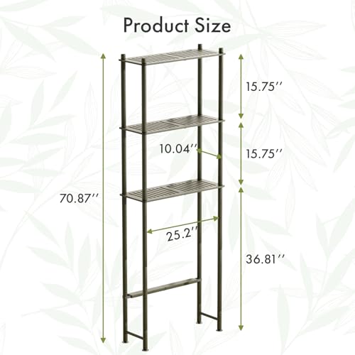 AmazerBath Bamboo Over The Toilet Storage Shelf, 3-Tier Over Toilet Bathroom Organizer Rack, Bathroom Shelves Over Toilet Space Saver, Forest Green - style: Forest Green-3-tier