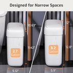 MOPALL 2 Pack Small Bathroom Trash Can with Lid, 3.2 Gallon / 11.5 L & 2.6 Gallon / 10 L Waste Basket with Pop-Up Lid, Slim Plastic Garbage Bin Dog Proof for Kitchen, Bedroom, Office, Toilet, White - size: 3.2 Gallon & 2.6 Gallon