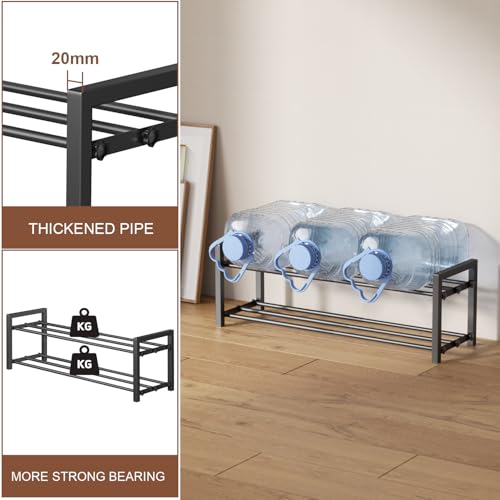 2-Tier Expandable Shoe Rack,Adjustable Shoe Shelf Storage Organizer Heavy Duty Metal Free Standing Shoe Rack for Entryway Closet Doorway (Black) - size: 2 Tier