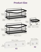 ODesign Shower Caddy 3 Pack-Shower Organizer Shelves Rack Rustproof SUS304 Stainless Steel for Bathroom Storage&Kitchen-No Drilling Adhesive Shower Caddy Shelf with 4 Hooks Suction Cup-Black - color: Black