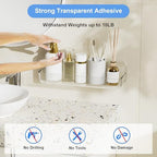 Diesisa Acrylic Wall Mounted Shower Caddy, Clear, Large Size 4D x 12.8" W x 3.3" H, Acrylic Shelf, No Drilling Walls Adhesive Shelf, Bathroom Shelves with Self Adhesive Tape for Bathroom, Kitchen - color: Clear - Long Basket