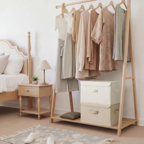 GRANNY SAYS Stoarge Basket with Lid, Decorative Storage Boxes, Closet Storage Bins for Clothes, Collapsible Stackable Organization, Ivory White&Khaki, 2-Pack - color: Ivory White&Khaki, size: Large-2 Pack