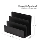 xympo Desktop Mail Organizer – 3-Slot Black Metal Letter Holder and Bill Sorter for Office and Home
