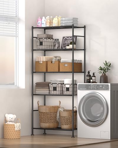 Sakugi Storage Shelves - 5 Tier Shelf Organizer, Heavy Duty Garage Shelving Unit with Leveling Feet, Stable Metal Shelves Organizer for Pantry, Kitchen and Closet, 33.0" W x 12.6" D x 72.0" H, Black - color: Black, size: 33.0W×12.6D×72.0H(5T)