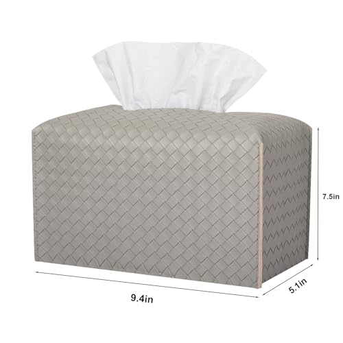 Tissue Box Cover PU Leather Tissue Holder Square Facial Tissue Case Facial Paper Organizer Dispenser for Bathroom, Vanity Countertop, Tabletop, Car, Rectangle, Evergreen - color: Evergreen, size: Rectangle