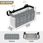 Bedside Caddy Hanging Bunk Bed Caddy Bed Organizer Hanging Pocket with 2 Hooks Bedside Storage Organizer Pocket Bag Holder Grey Plaid - color: Grey Plaid
