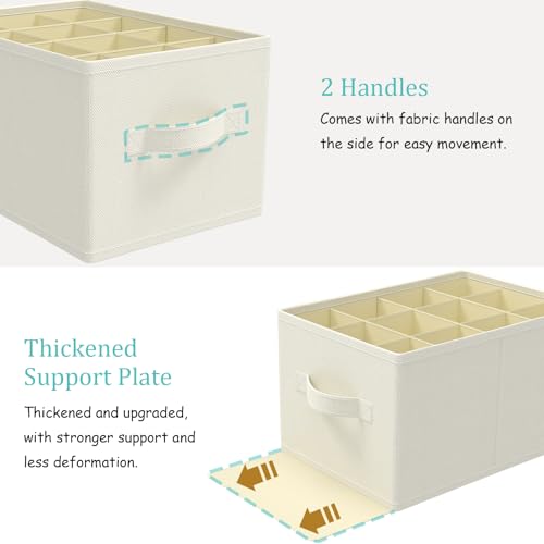 2 Pack Cube Shoe Organizer, Fits Up to 24 Pairs, Foldable Space-saving Storage Container Bins, Closet Organizers System with Reinforced Handles, 16.5 x 12.6 x 10.2 In, Beige, XSNX02BE-2 - color: Beige