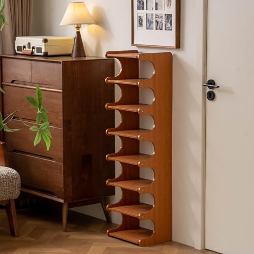 Tall Narrow Solid Wood Shoe Rack, 8 Tier Vertical Shoe Storage Tower, Freestanding Corner Organizer for Small Entryways, Slim Space-Saving Shoe Rack (12.6" L x 9.84" W x 44.1" H) - size: 8layers 44.1"h