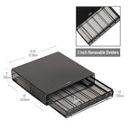 Mind Reader Single Serve Coffee Pod Drawer, 36 Pod Capacity, Countertop Organizer, Removable Dividers, Metal, Black - style: Square 36 Capacity