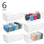 mDesign Long Plastic Drawer Organizer Box, Storage Organizer Bin Container; For Closets, Bedrooms, Use for Leggings, Socks, Ties, Jewelry, Accessories - Lumiere Collection - 6 Pack - Clear - size: 12 x 6 x 4 (Pack of 6)