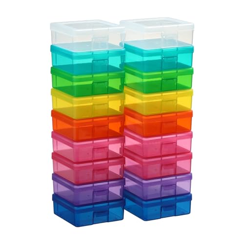novelinks Plastic Small Storage Bins with Lids for Organizing, Mini Clear Storage Containers and Stackable Storage Box Organizer for Pencil Boxes, Task Boxes, Crayon Boxes (18 Pack Small -Color) - color: 18 Pack Small -Color
