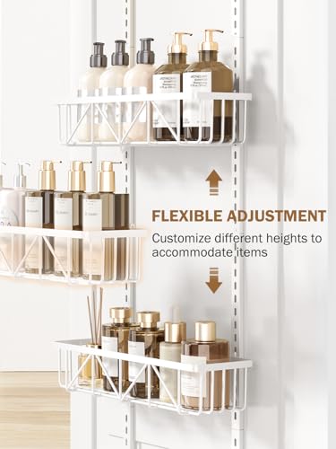 Delamu Adjustable Over the Door Pantry Organizer, 9-Tier Metal Pantry Organization and Storage for Kitchen, Hanging Spice Rack Seasoning Shelves, Cabinet Door Organizer for Easy Install, 16" White - color: White, size: 16"W 9-Tier