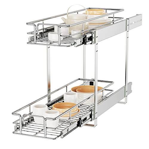 ROOMTEC Individual Pull Out Cabinet Organizer (7½"W x 21½"D), 2 Tier Spice Rack Organizer for Cabinet, Slide Out Drawer Pantry Shelf Organization and Storage for Kitchen Bathroom - color: 2 Tier, size: 7½"W x 21½"D
