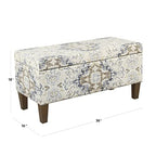 HomePop Ottomon Upholstered Rectangular Storage Ottoman Bench with Hinged Lid, Brown and Cream Large - color: Brown and Cream